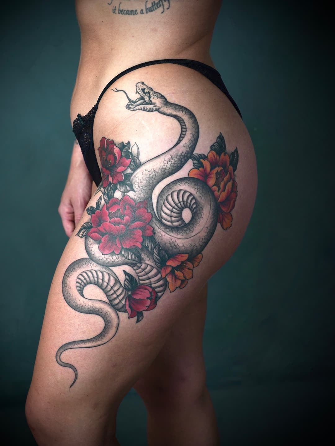 snake-flowers - Jin's tattoo